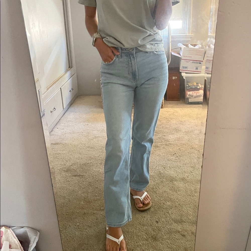 High-Rise Straight Light Wash Jeans
